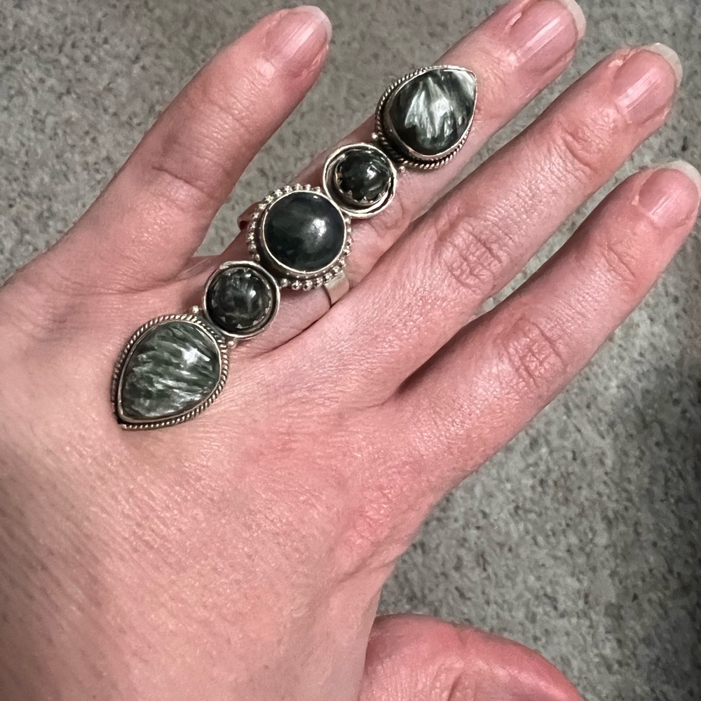 Sterling Silver Seraphinite Crawler Ring - image 3